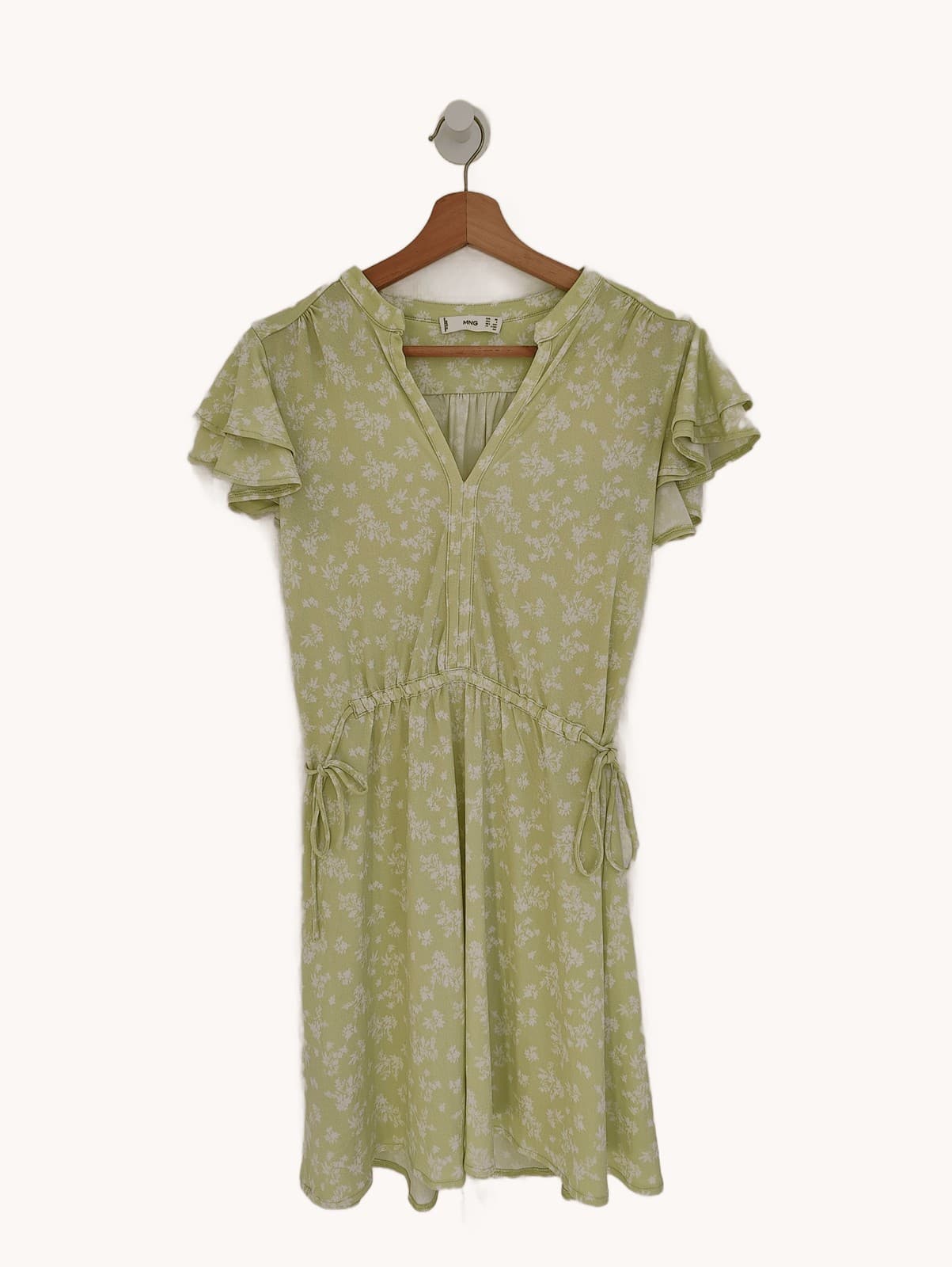 Robe vert pastel à fleurs blanches Mango – Taille XS — photo 2