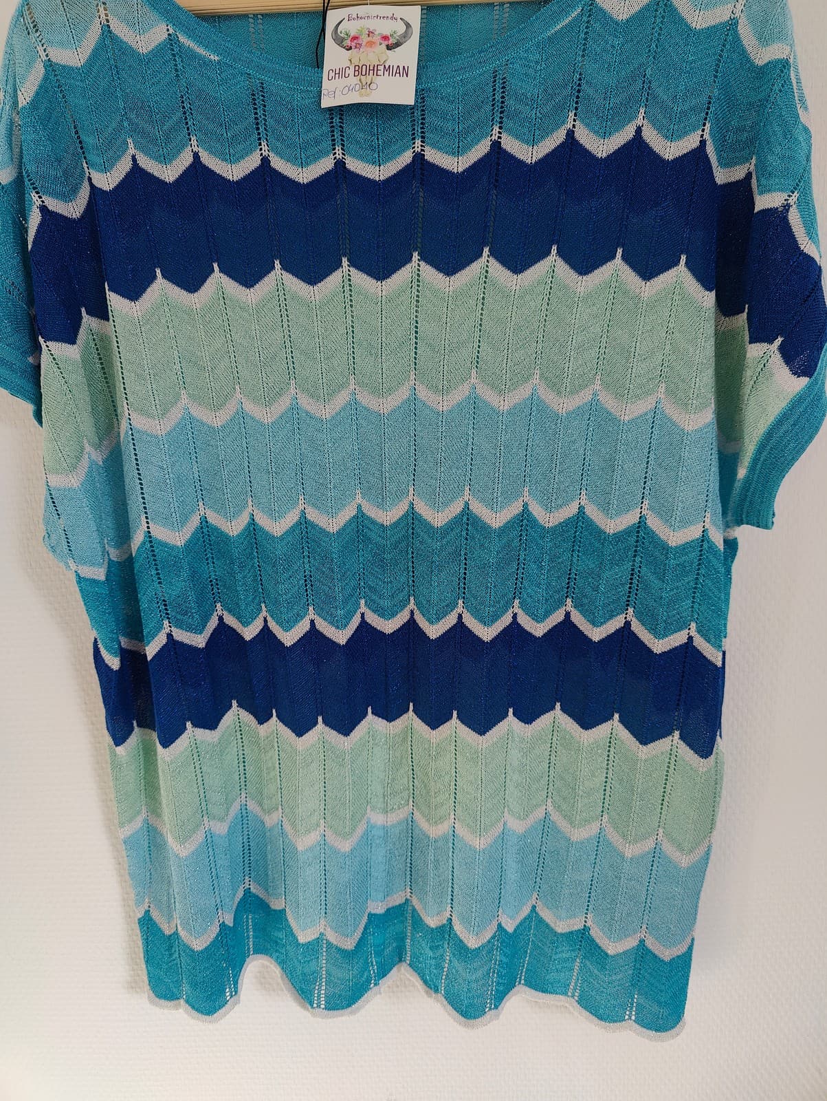 Top maille ajourée à rayures ondulées Bisou’s Project – Taille S/M  — photo 4