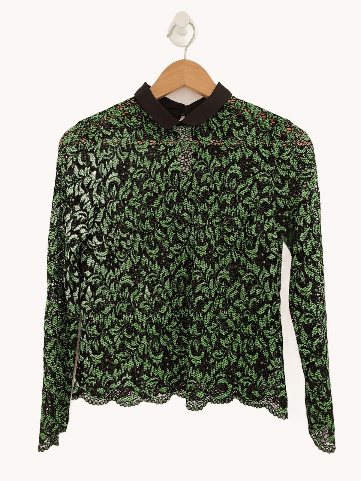Top en dentelle  verte et noire Zara – Taille S