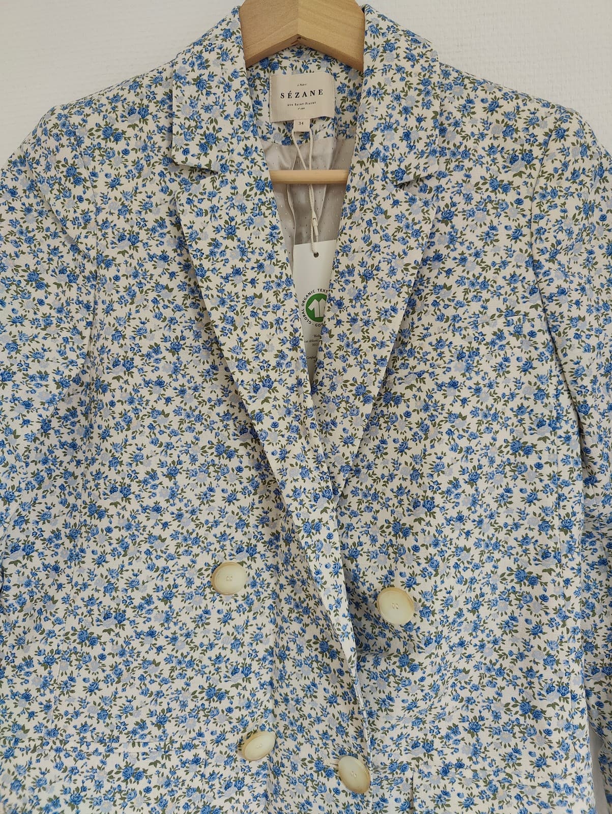 Blazer croisé fleuri bleu et blanc Sézane – Taille XS  — photo 3