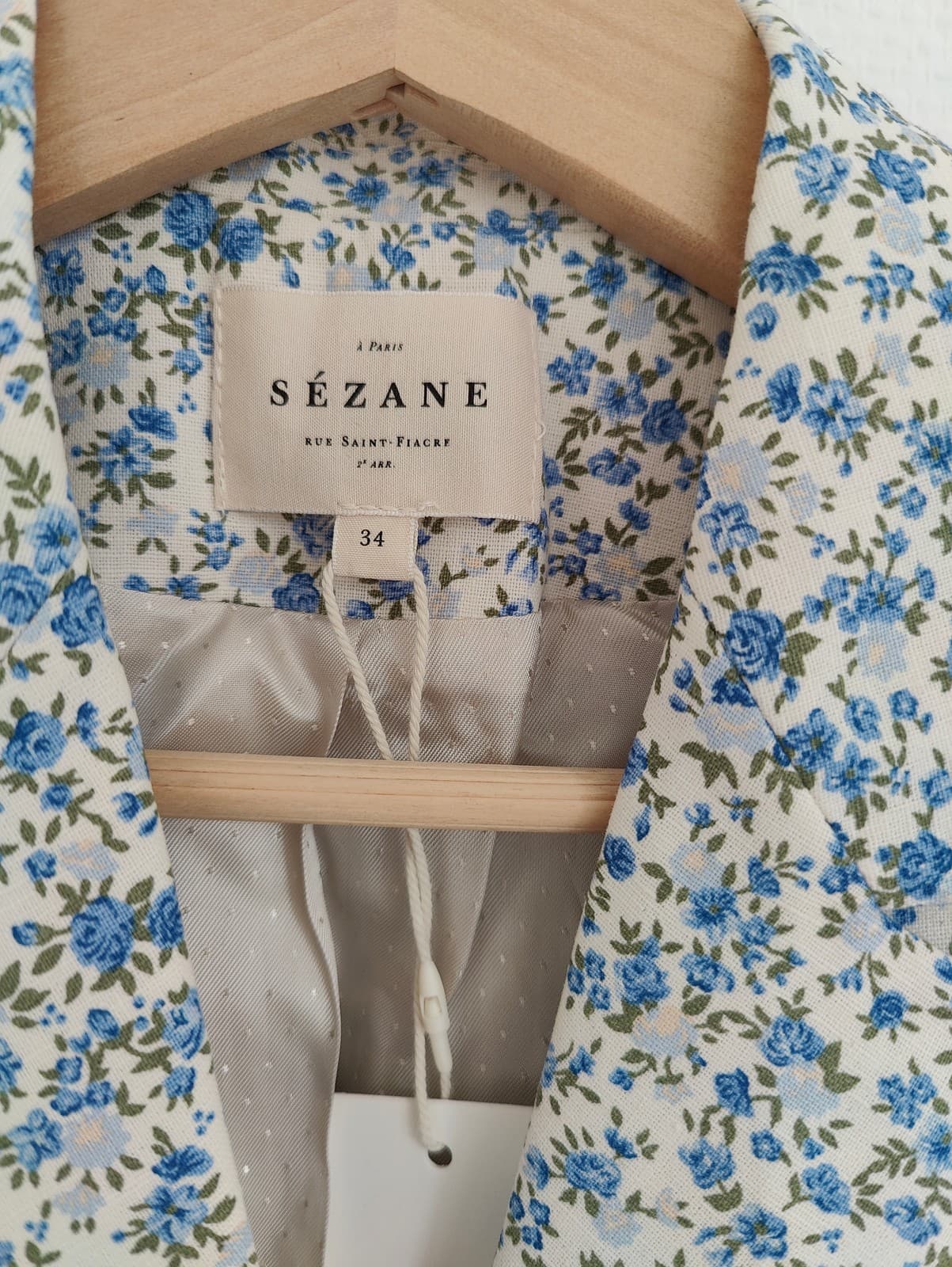 Blazer croisé fleuri bleu et blanc Sézane – Taille XS  — photo 6
