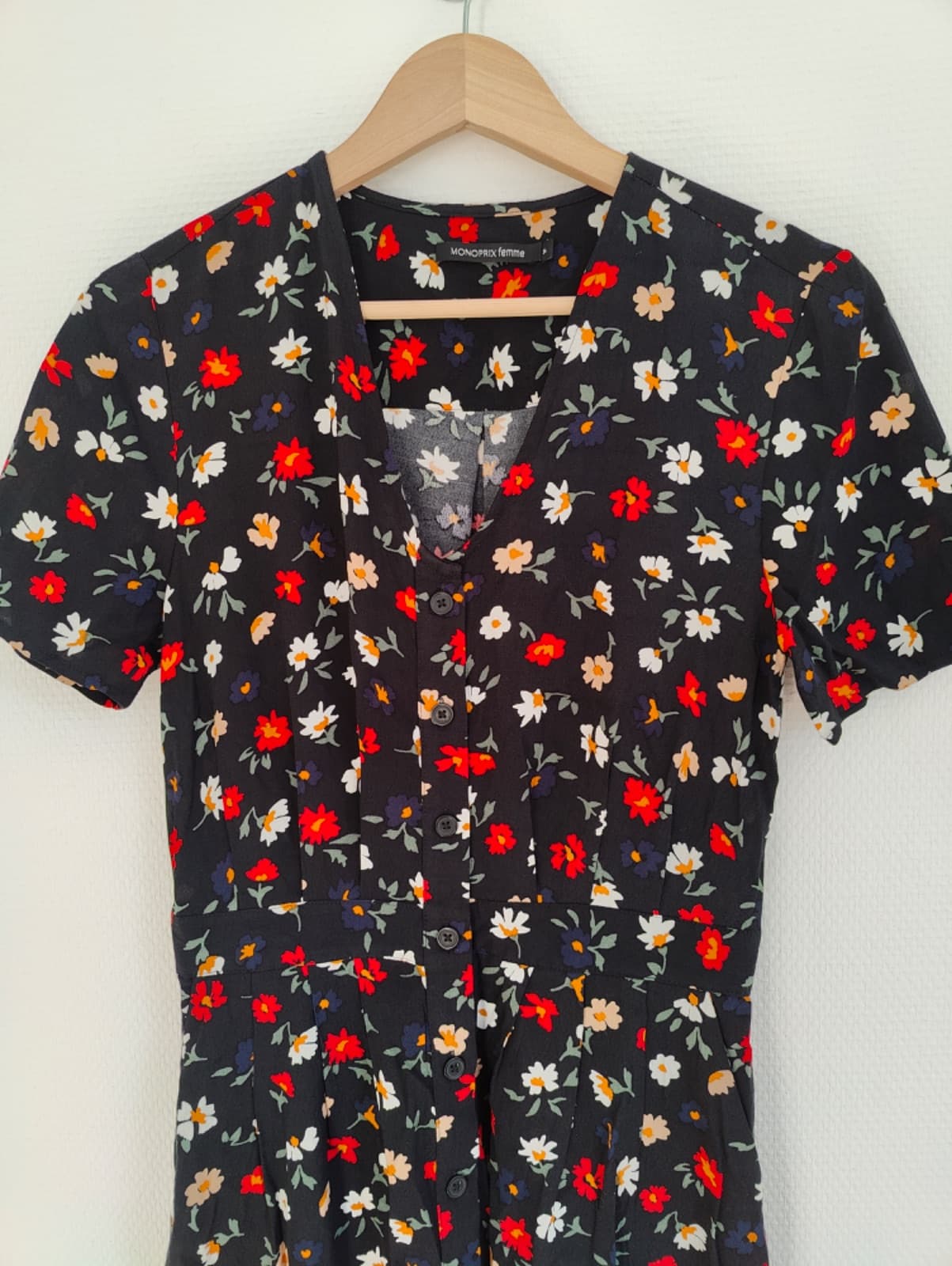 Robe courte fleurie noire Monoprix – Taille XS — photo 3