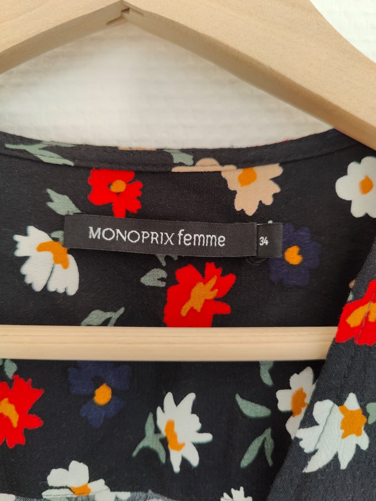Robe courte fleurie noire Monoprix – Taille XS — photo 4