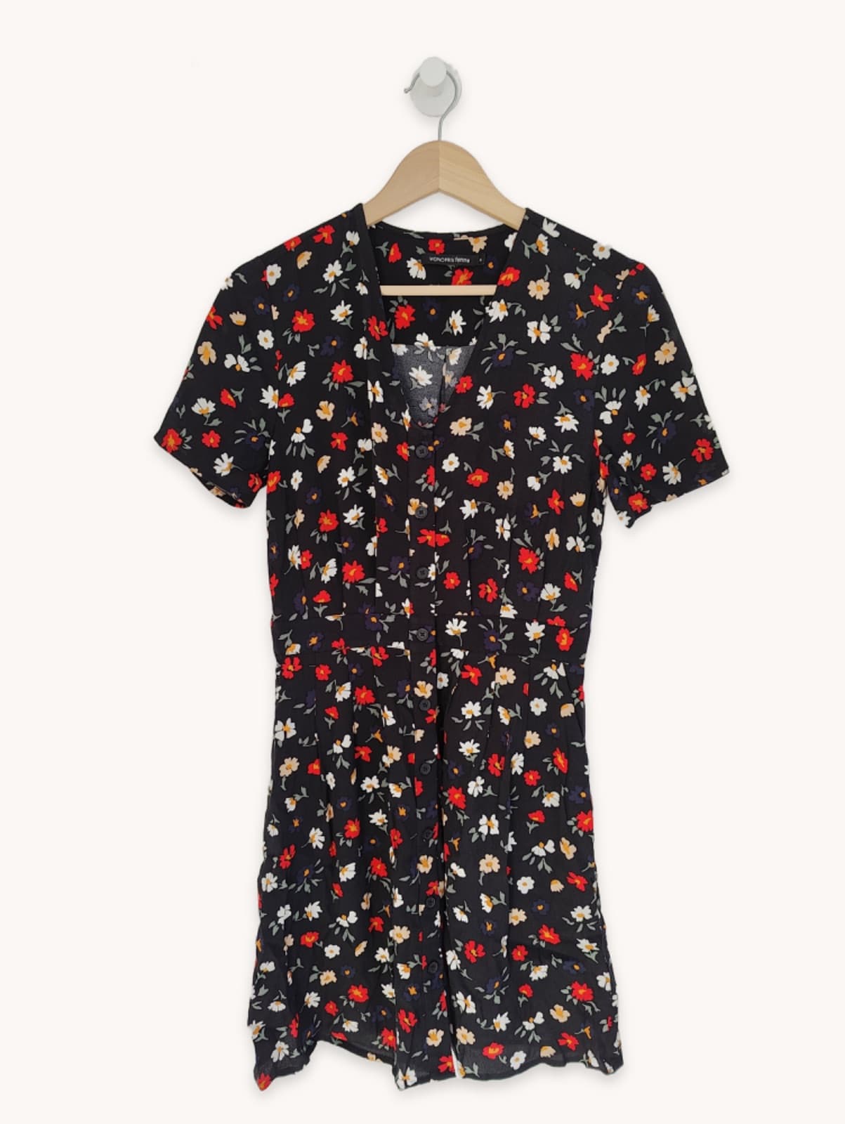 Robe courte fleurie noire Monoprix – Taille XS — photo 2