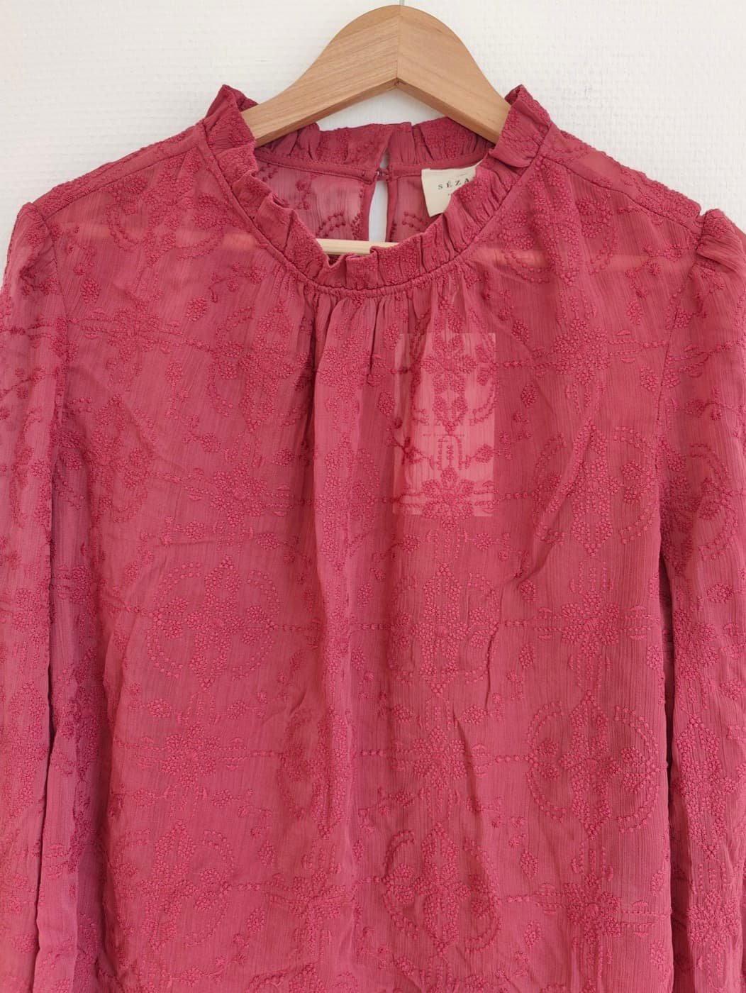 Blouse Sézane à broderie florale vieux rose – Taille 46 — photo 3