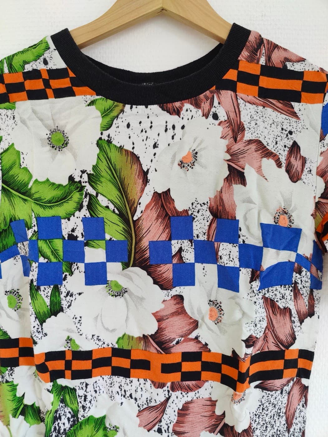 Top Topshop à imprimé floral et damier – Taille 34 — photo 3