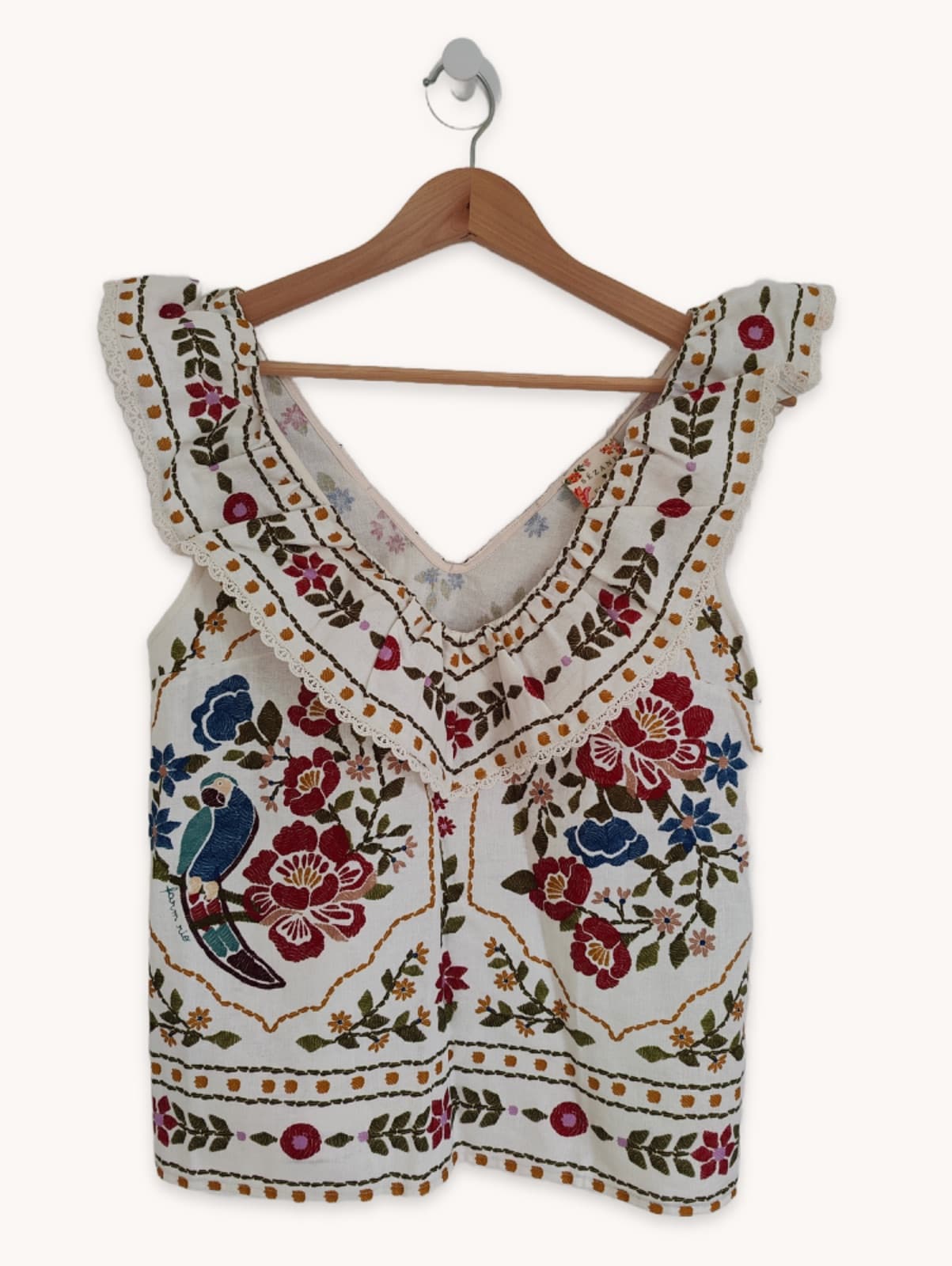 Top Sézane x Farm rio en lin à broderie florale – Taille 40 — photo 2