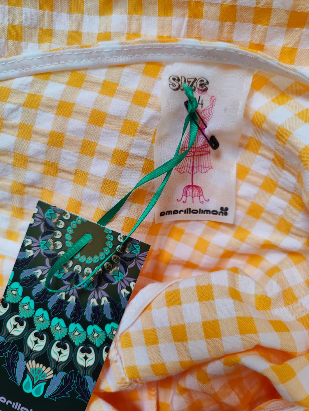 Combishort amarillolimon à carreaux vichy jaune et blanc – Taille 4 — photo 4