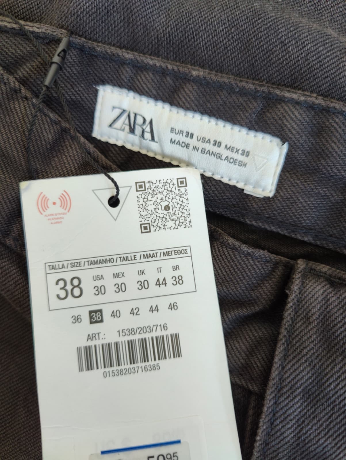 Pantalon Zara cargo en denim noir – Taille 38 — photo 3