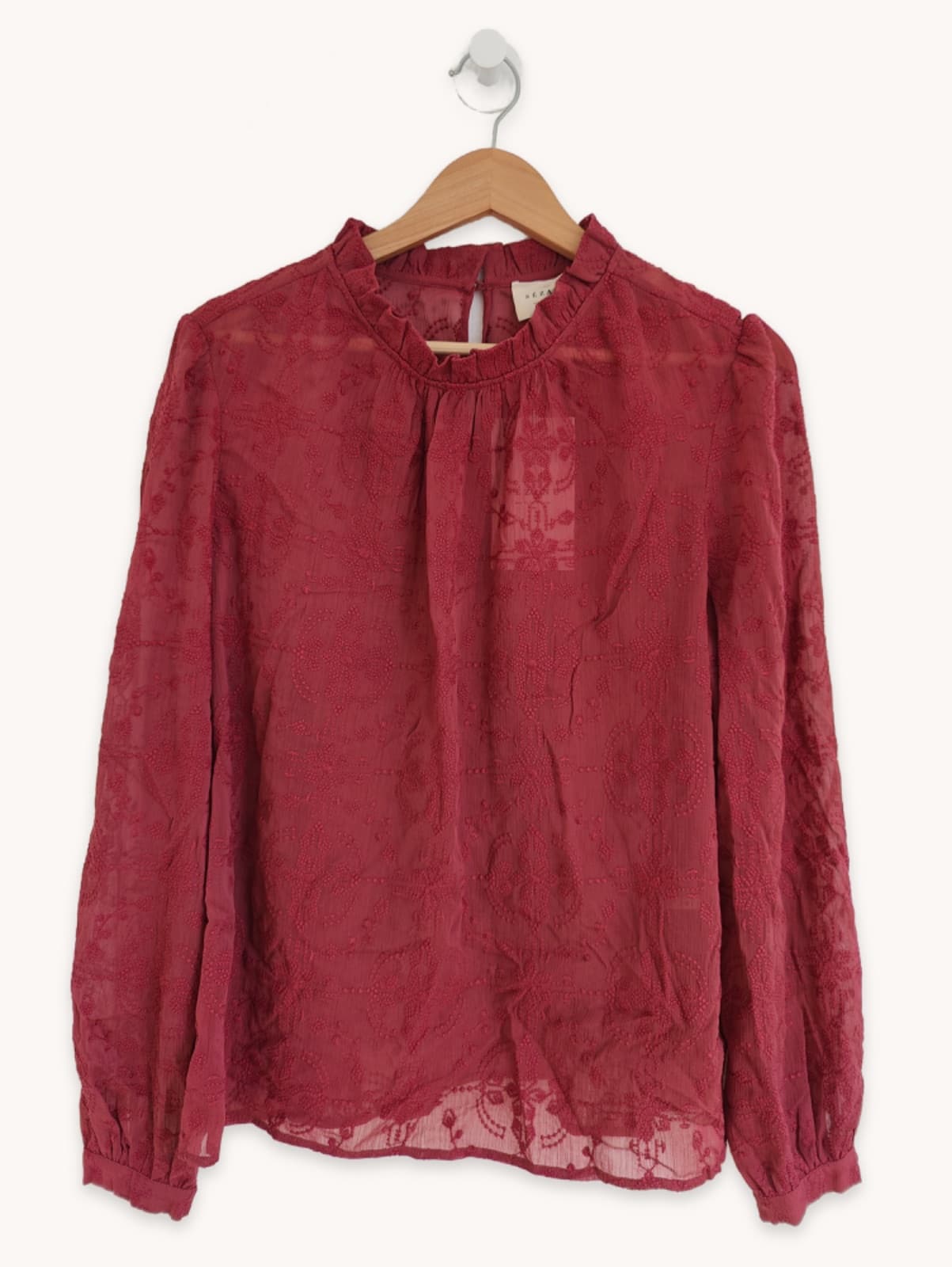 Blouse Sézane à broderie florale vieux rose – Taille 46 — photo 2
