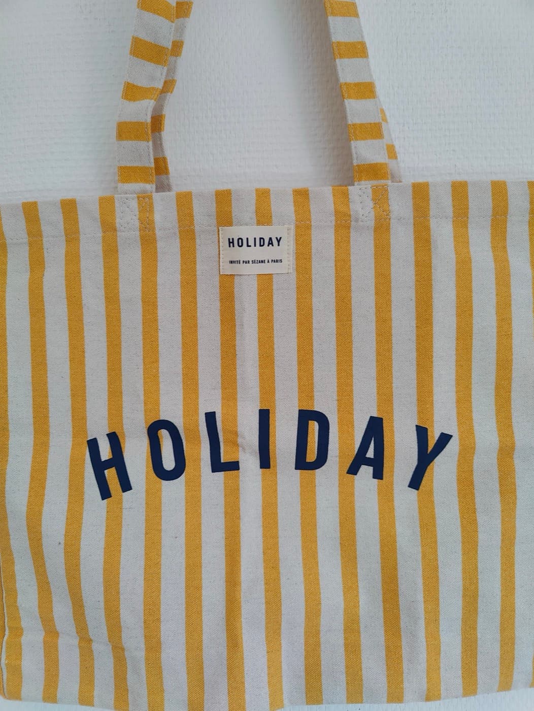 Sac cabas rayé jaune et écru Holiday — photo 3