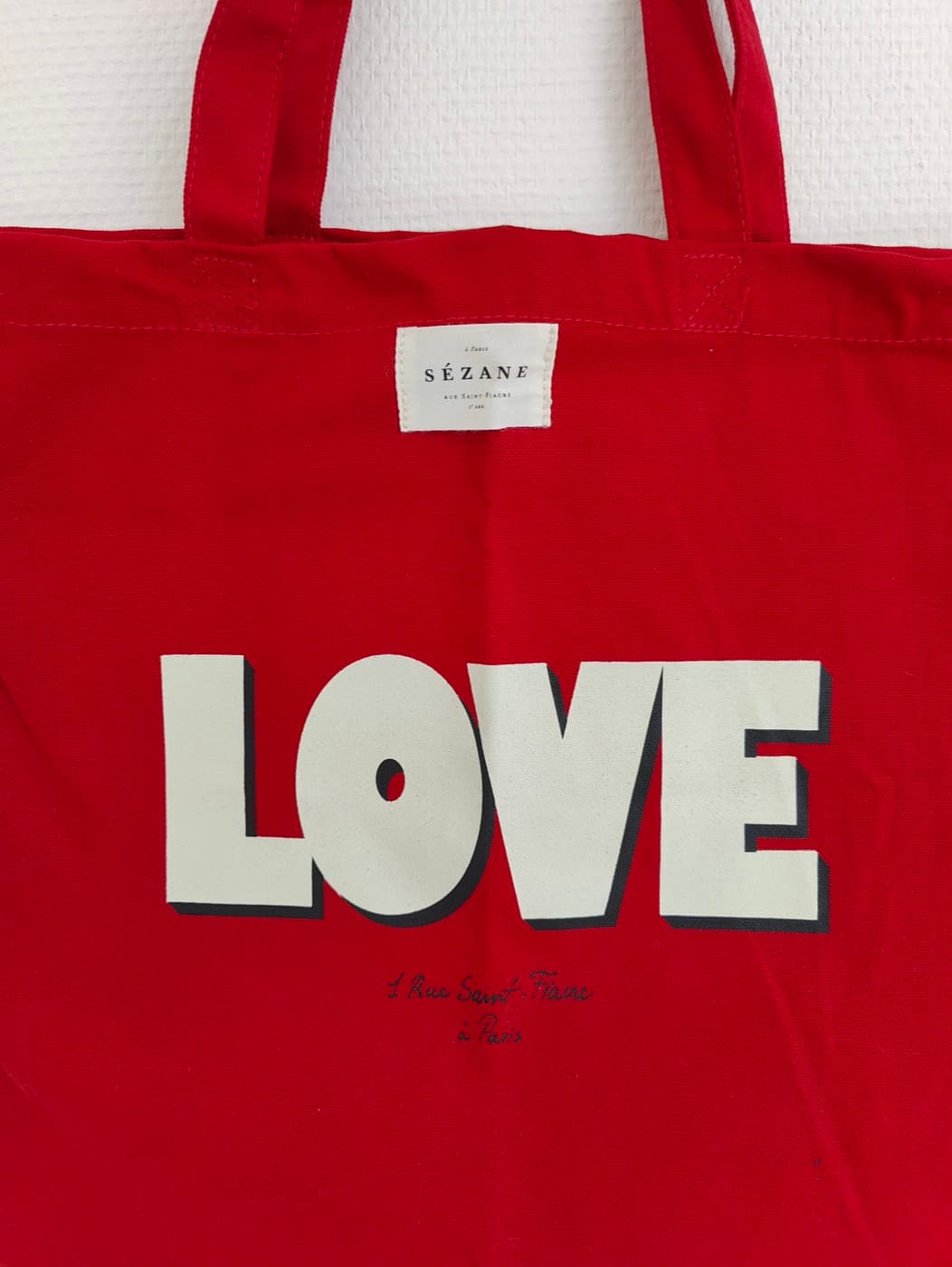 Sac cabas Sézane rouge à inscription LOVE — photo 3
