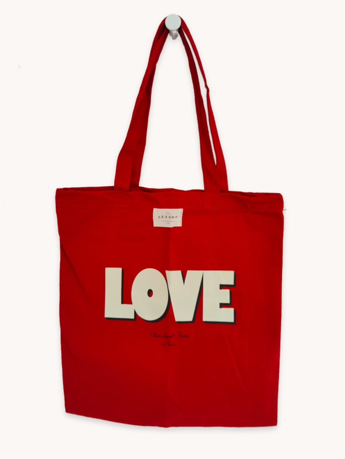 Sac cabas Sézane rouge à inscription LOVE — photo 2