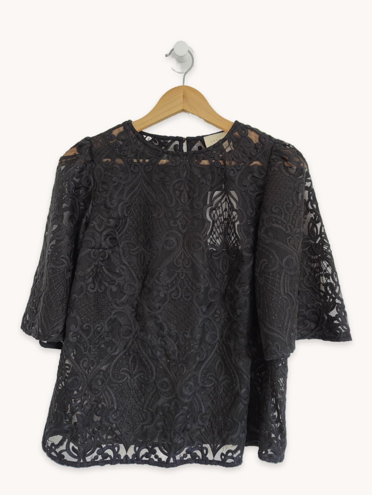 Blouse Sézane en dentelle noire – Taille 36 — photo 2