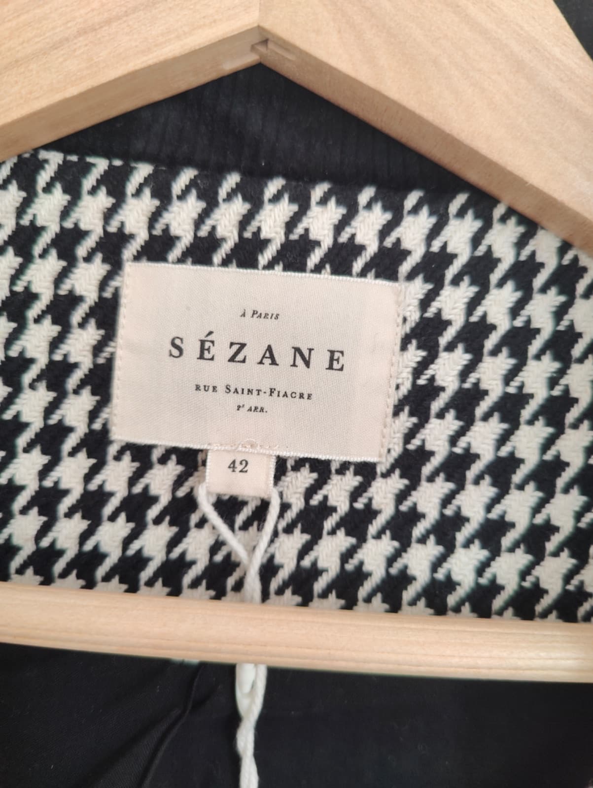 Veste Sézane pied-de-poule noire et écrue — Taille XL — photo 6