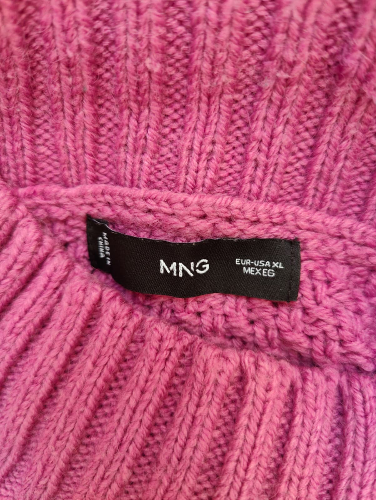 Pull Mango rose fuchsia en maille torsadée – Taille XL — photo 5