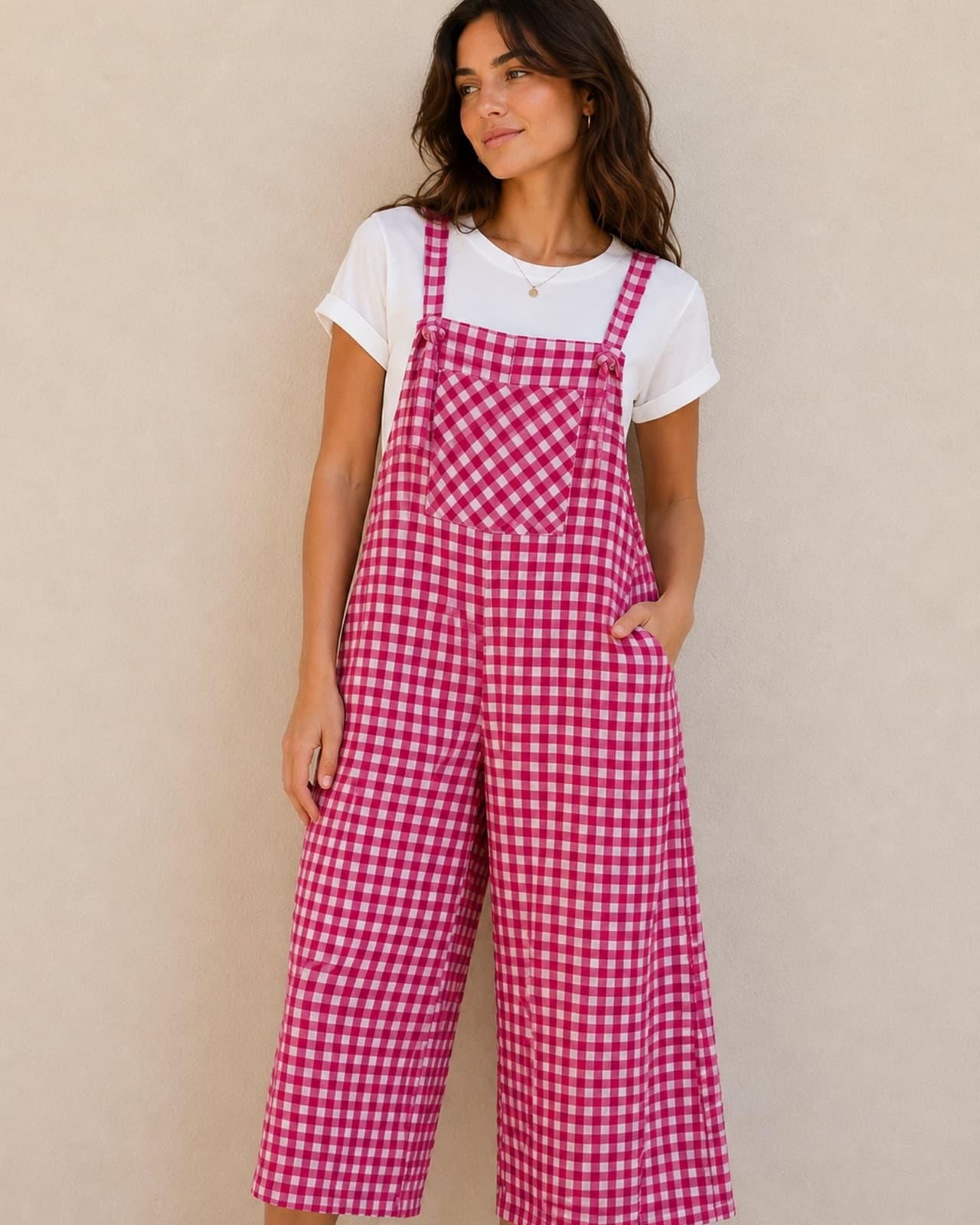 Salopette Lefties à imprimé vichy rose – Taille L