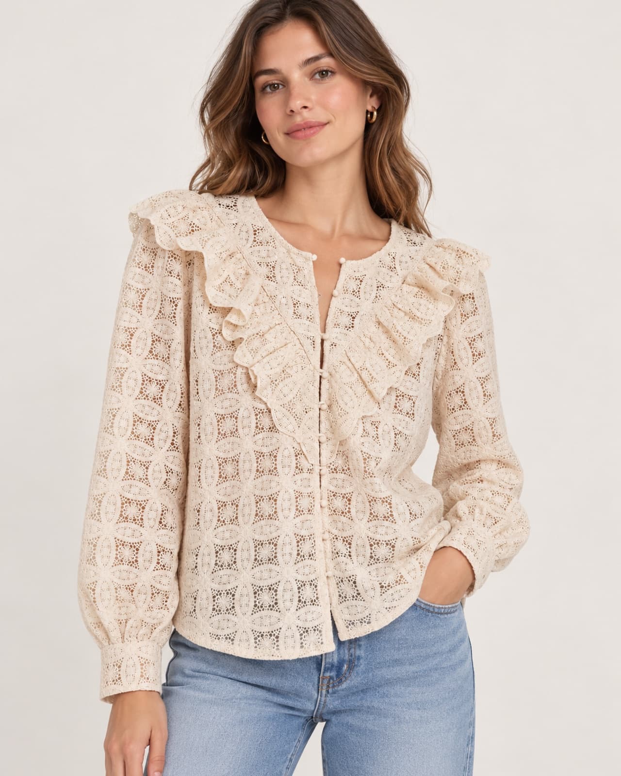 Chemise Sézane en dentelle ajourée – Taille 46