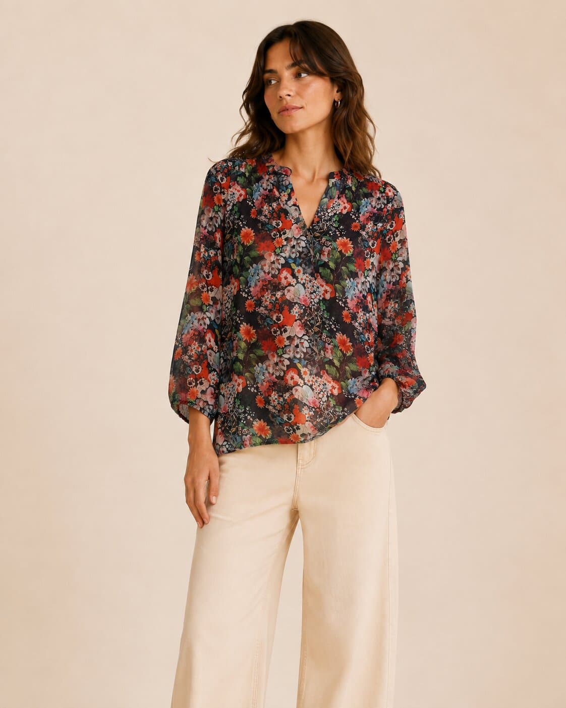 Blouse fluide à imprimé floral Zara – Taille S