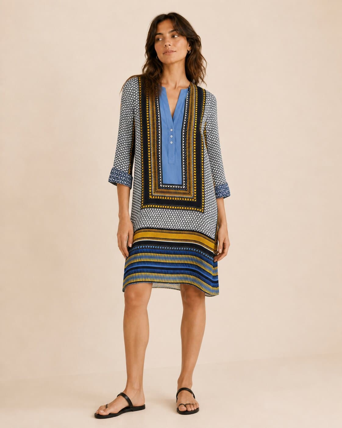 Robe à imprimé géométrique bleu Zara – Taille S