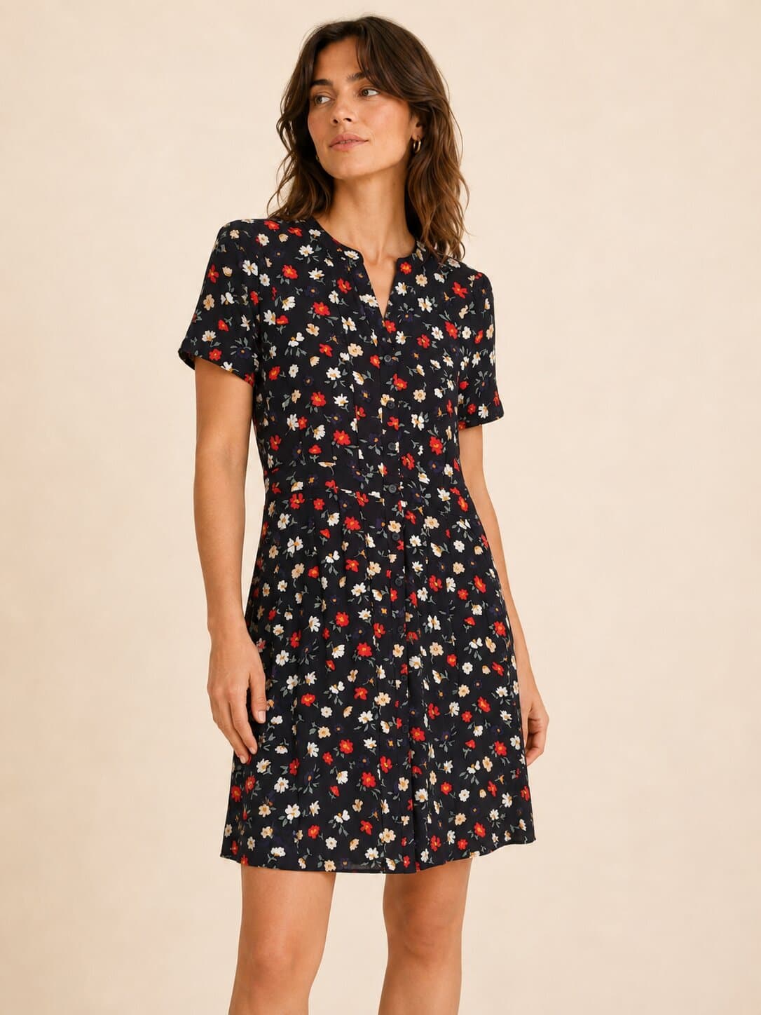 Robe courte fleurie noire Monoprix – Taille XS