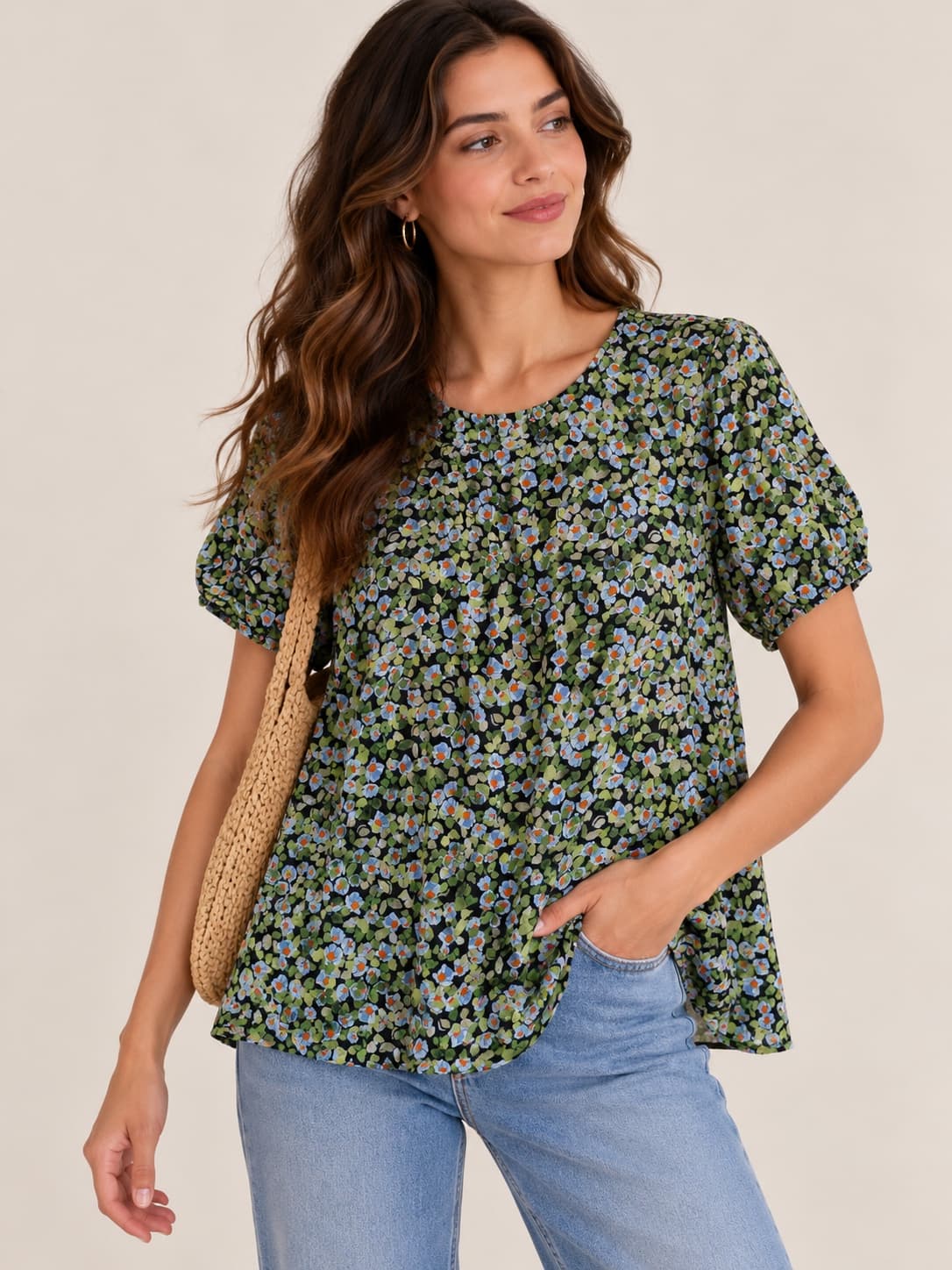 Blouse Benetton à imprimé floral – Taille M