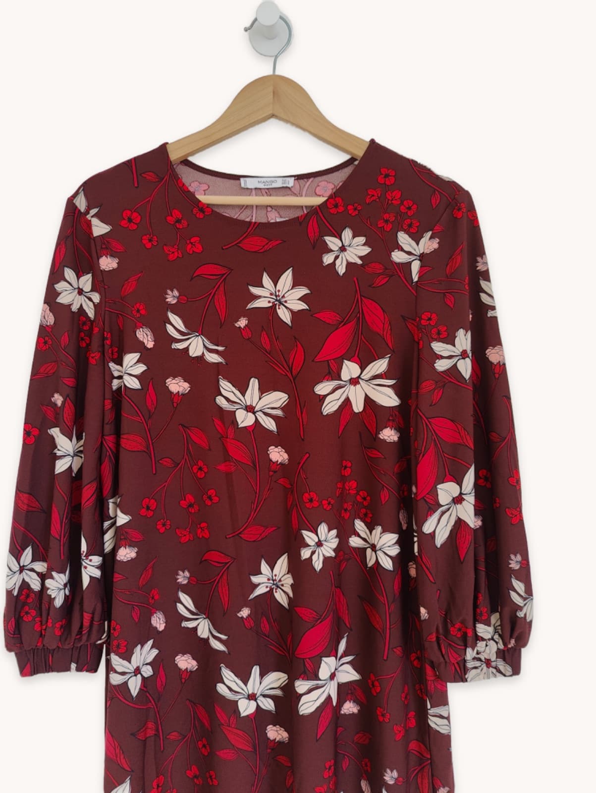 Robe Mango fleurie bordeaux – Taille L — photo 3
