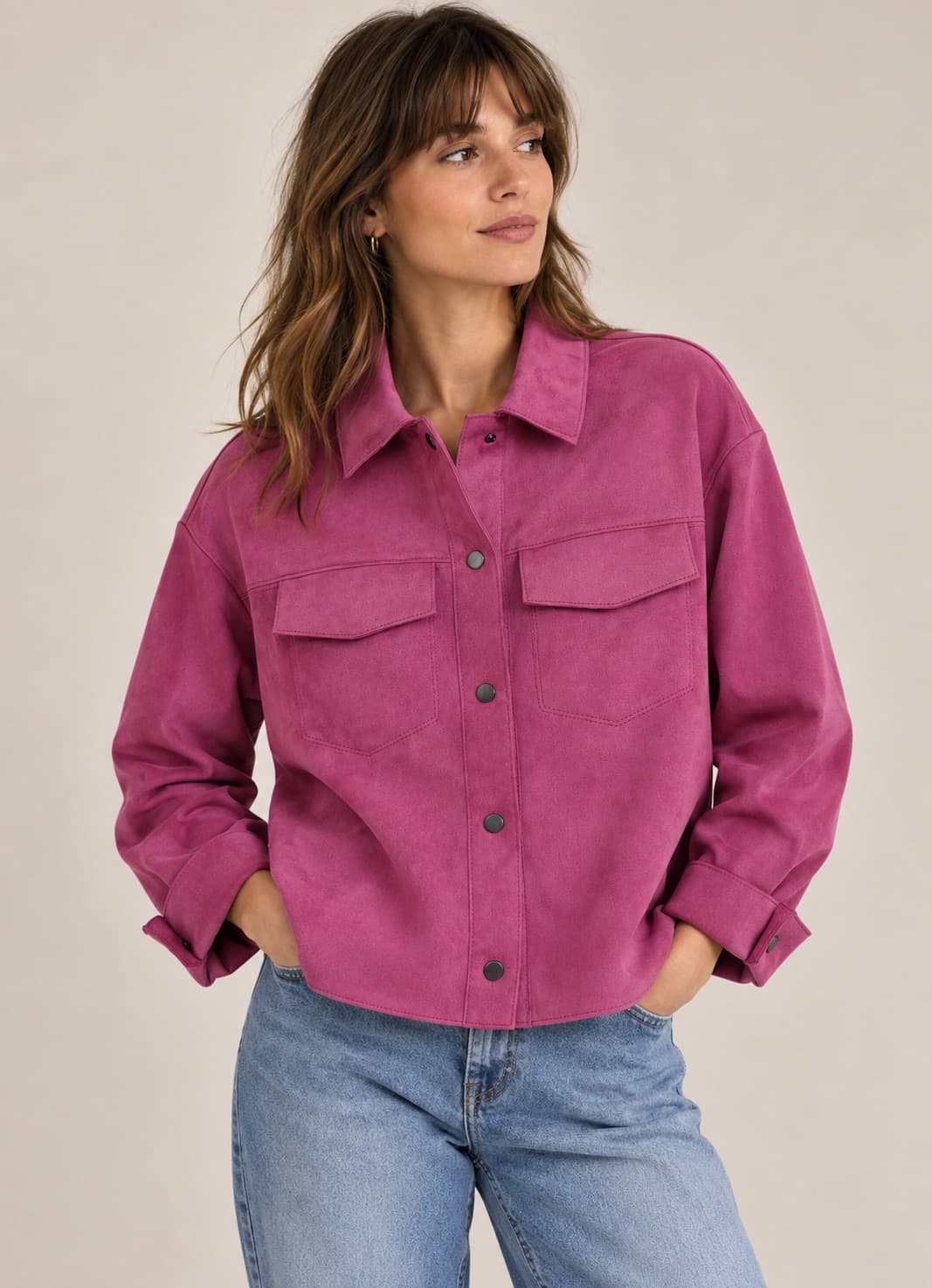 Surchemise rose en suédine Zara – Taille S