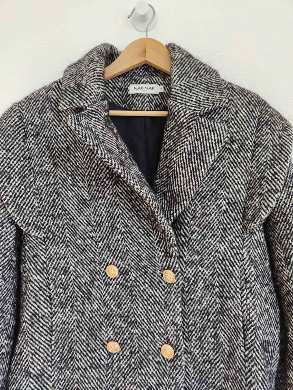 Veste Naf Naf chevrons noir et blanc – Taille 38 — photo 3