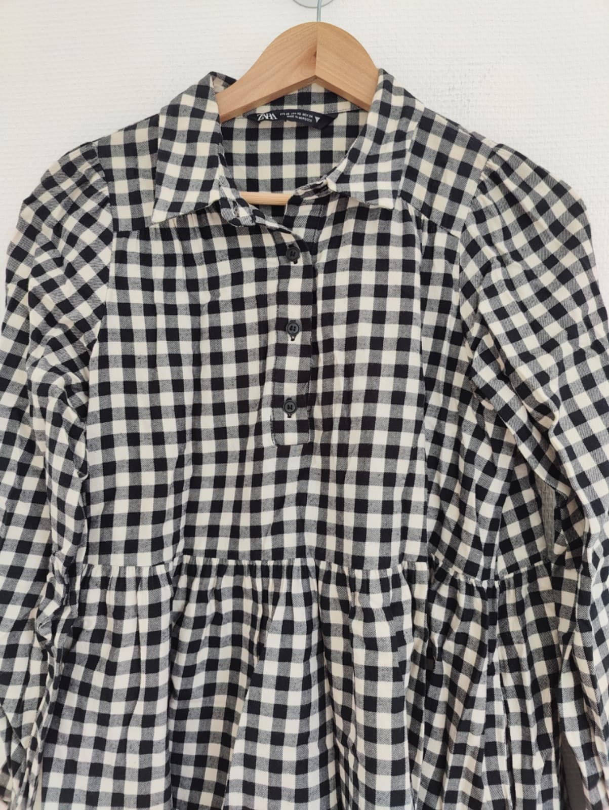 Robe Zara vichy noir et écru – Taille XS — photo 3