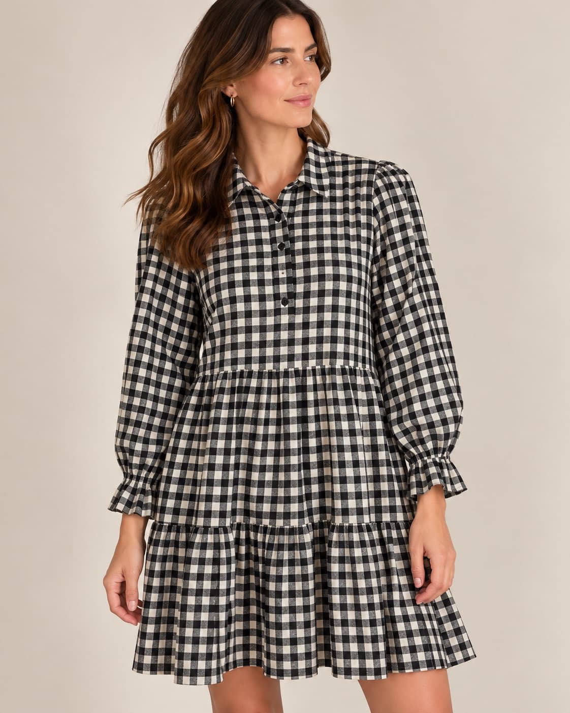 Robe Zara vichy noir et écru – Taille XS