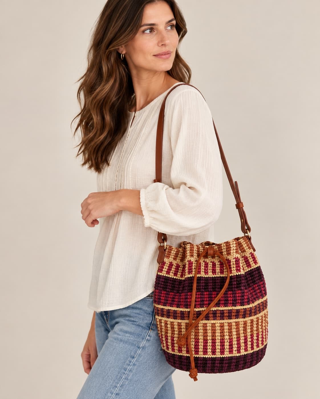 Sac Farrow Sézane tressé multicolore