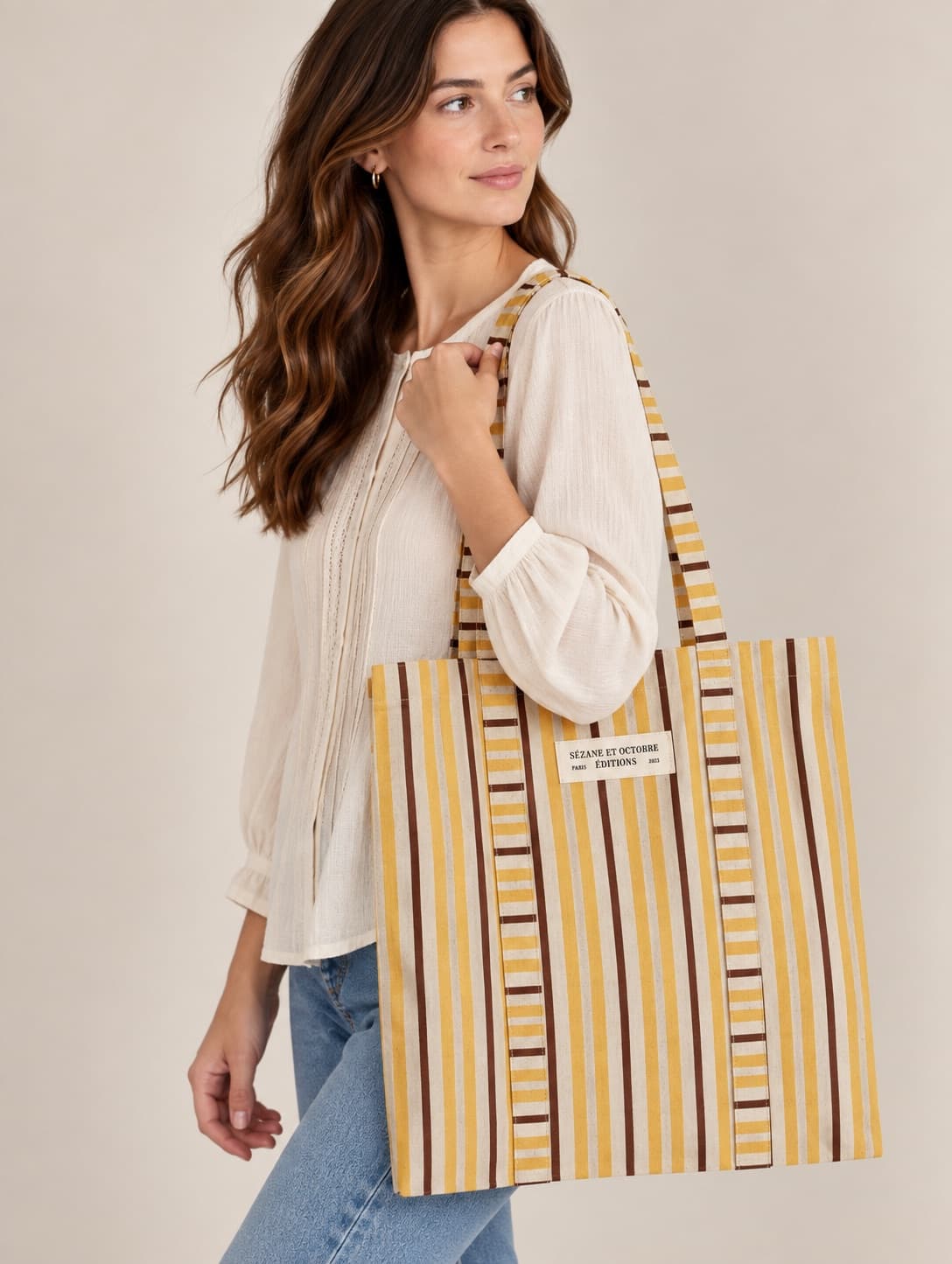 Sac cabas en toile rayée Sézane x Octobre Éditions