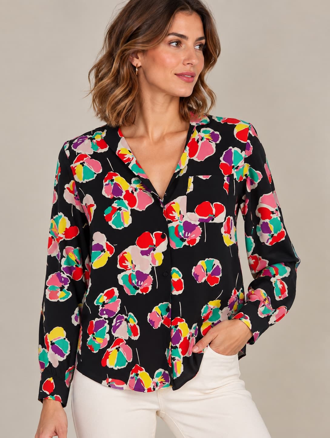 Chemise Sézane en soie imprimée – Taille 36