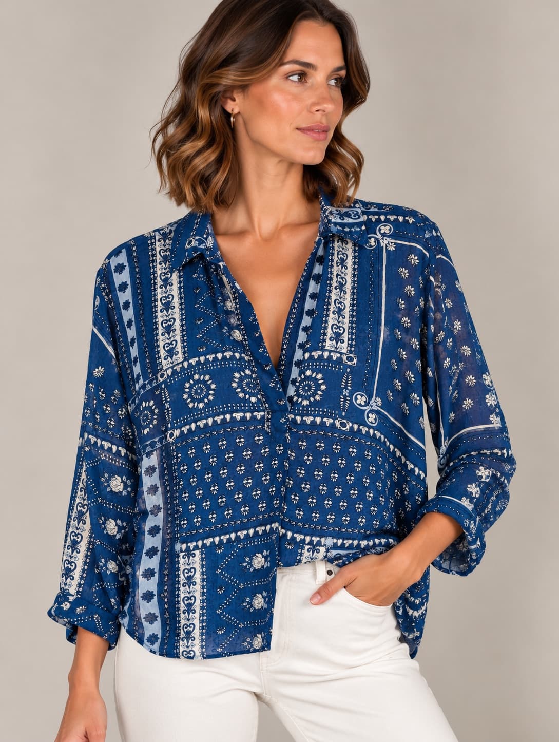 Blouse Zara fluide à imprimé bandana – Taille S