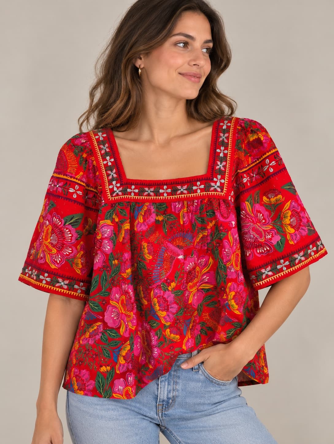 Blouse Sézane x Farm rio à imprimé floral – Taille L