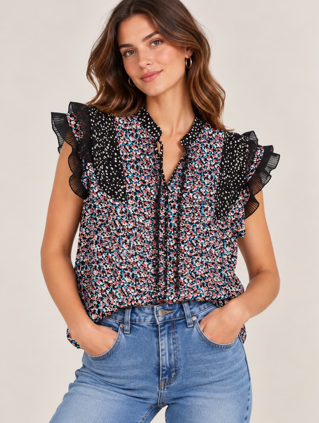 Top fluide imprimé multicolore Sister Jane – Taille S